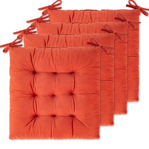 Wonder Miracle 4 Pack Seat Cushion/Chair Cushion Pads For Dining Chairs Office Chair Floor Machine Wash & Dryer Friendly (Flannel 16""?16"" Carrot)