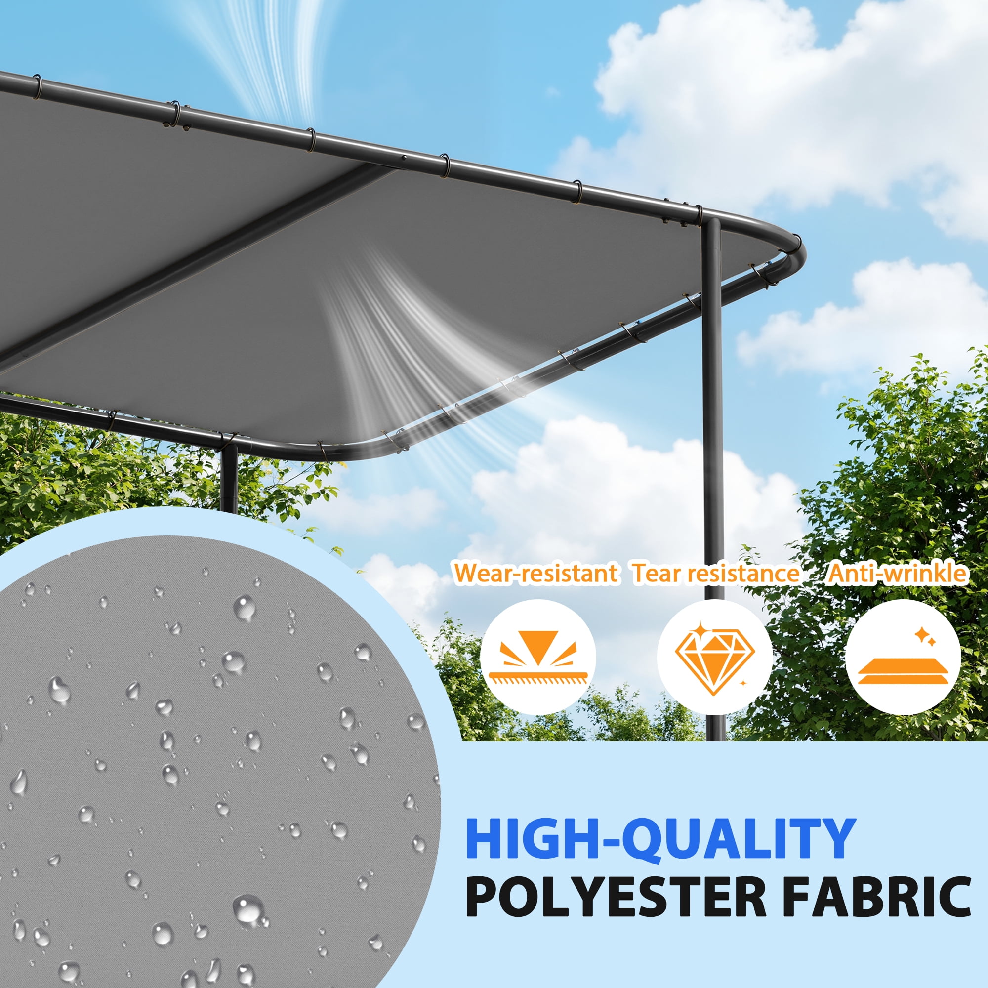 Haverchair 10x12Ft Lean to Gazebo, Outdoor Pergola with Patio Cover for Shade and Rain, Wall Mounted Gazebos Pergola with Awnings, Metal Frame for Outside Backyard, Deck, Garden, Poolside