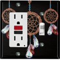 thumbnail image 1 of Metal Light Switch Plate Cover Beaded Feather Dreamcatcher DRM003, 1 of 13