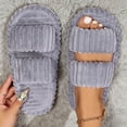 thumbnail image 5 of TFEOQRY Womens Open Toe Slide Slippers with Dual-Strap Corduroy Memory Foam Soft Comfy Home Shoes, 5 of 5