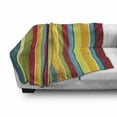 thumbnail image 3 of Vintage Rainbow Soft Flannel Fleece Blanket, Ragged Aged Vertical Stripes with Retro Halftone Effects Dirty Grained Look, Cozy Plush for Indoor and Outdoor Use, 70" x 90", Multicolor, by Ambesonne, 3 of 6