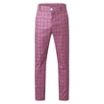 thumbnail image 4 of SNOWSONG Men's Pants, Mens Plaid Pencil Pants Zipper Elastic Waist Pants Trousers, Mens Casual Pants, Chino Pants Slim Fit, Slacks for Men 1PC Pants Red S, 4 of 7