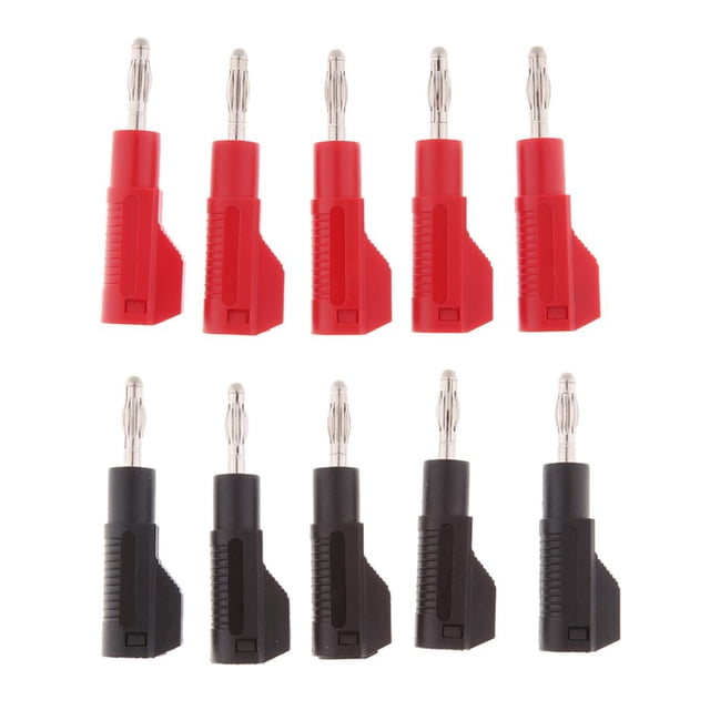 10 Piezas Enchufe de Plátano CUTICAT Adaptadores 4mm Cobre Bañado en Latón Niquelado Conector Banana Apilable