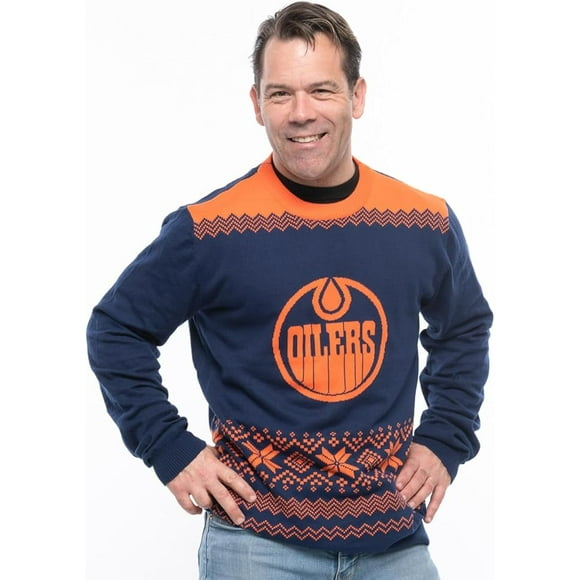 Men's Edmonton Oilers NHL Big Logo Gradient Ugly Knit Sweater