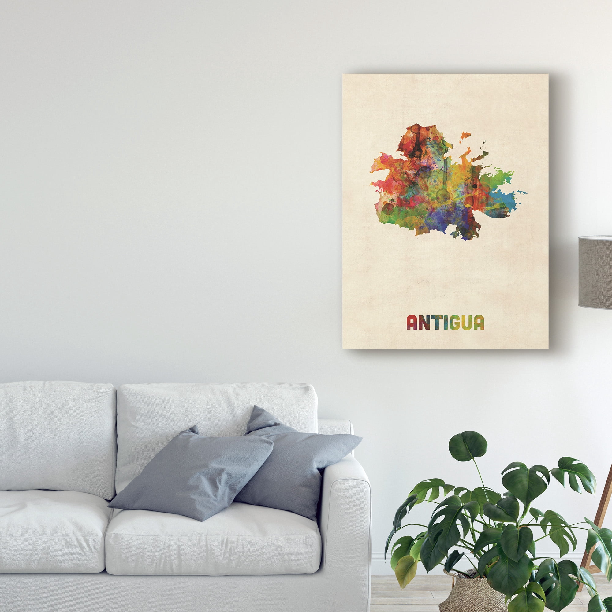 Trademark Fine Art 'Antigua Watercolor Map' Canvas Art by Michael Tompsett
