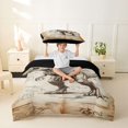 thumbnail image 2 of Homewish Woodland Dinosaur Twin Duvet Cover,Minimalist Sketch Dino Twin Bedding,Brown,Black Reversible,2 Pieces,1 Duvet Cover and 1 Pillowcase, 2 of 6