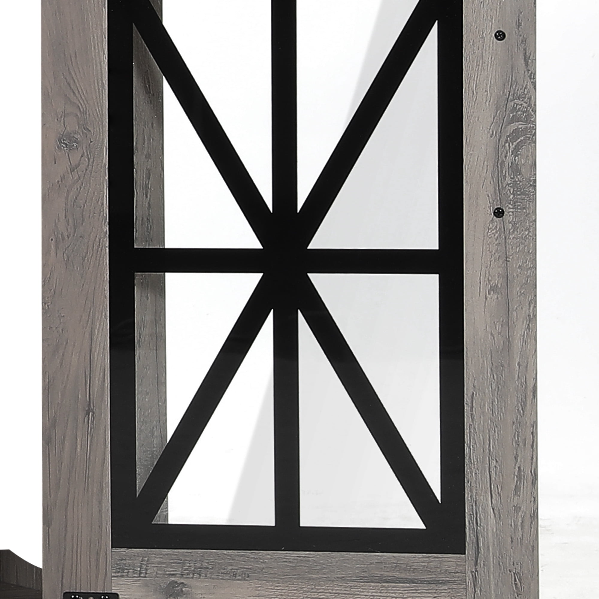 Dextrus Farmhouse TV Stand for TVs up to 65'' w/Glass Doors, Highboy Entertainment Center Cabinet, Gray