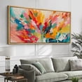 thumbnail image 2 of Large Framed Canvas Print Abstract Watercolor LandscapeWall Art Decorative Ready to Hang Painting for Living room Bedroom 60x30 inches Natural Frame, 2 of 7
