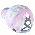 thumbnail image 4 of C.C Ponycap Messy High Bun Ponytail Adjustable Mesh Trucker Baseball Cap Hat, Criss Cross Tie Dye Baby Pink, 4 of 4