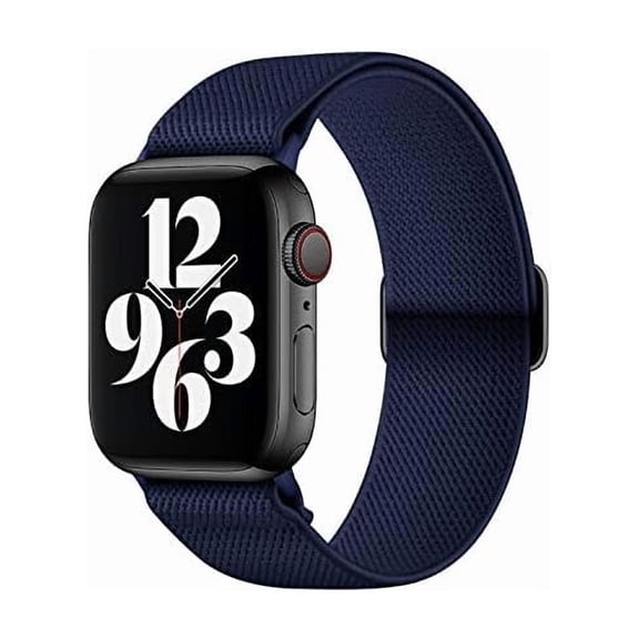 can Stretchy Nylon Watch Bands Compatible with Apple Watch Series 11/10/9/8/7/6/5/4 SE 3/2/1, Adjustable Braided Elastic Sport Loop Rugged Straps for iWatch Women Men (Navy Blue, 38/40/41/42MM)