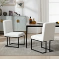 thumbnail image 6 of Linen Fabric Mid Century Modern Dining Chair Set of 4, Upholstered Padded Dining Chairs Armless Accent Chair with Black Metal Frame for Dining Room/Living Room/Kitchen/Office, White, 6 of 8