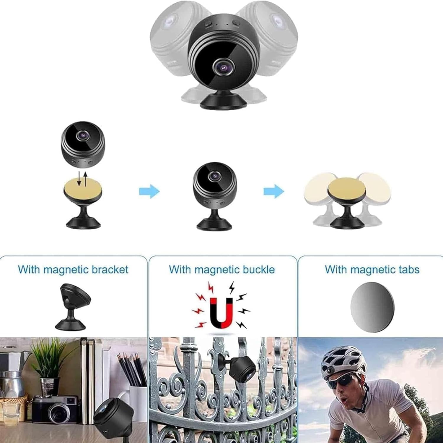 Guardhouse Camera, Guard House Security Camera, 1080p HD Magnetic Mini Wireless WiFi Cameras, with Wide-Angle Lens ＆ Smart Alarm for Home, Door, Garage (2pcs)