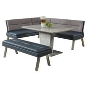 Milan Janice 3-piece Contemporary Steel and Wood Dining Set in Gray/Blue
