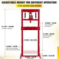 thumbnail image 3 of Kojooin 12 Ton Hydraulic Press, H-Frame Garage Floor Hydraulic Shop Press, Garage Floor Press with 2 Press Plates, Adjustable Working Table Height, for Gears, Bearings, 3 of 6