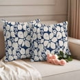 thumbnail image 2 of Beige Flower Pattern Outdoor Waterproof Pillow Covers, Retro Country Tie-dye Floral Abstract Blue Decorative Square Throw Pillowcase Sofa Cushion Sham for Patio/Couch/Chair, 26"x26" 2 Pack, 2 of 8