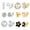 Gold E, variant on Silver Plated Earrings Studs,6 Pairs of Stud Pearl Four Claw Zircon Round Hearts Earring Wedding Gifts
