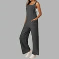 thumbnail image 6 of UAMVSH Jumpsuits for Women Casual Ribbed Knitted Trendy Sleeveless Rompers with Pockets Adjustable Strap Wide Leg Long Overalls Clothes, 6 of 7