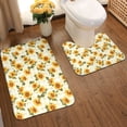 thumbnail image 2 of Xecao Light Green Plaid Sunflower 2-Piece Vintage Seamless Anti-Skid Mat Set, featuring a stylish pattern for a safe and elegant toilet rug experience, 2 of 6