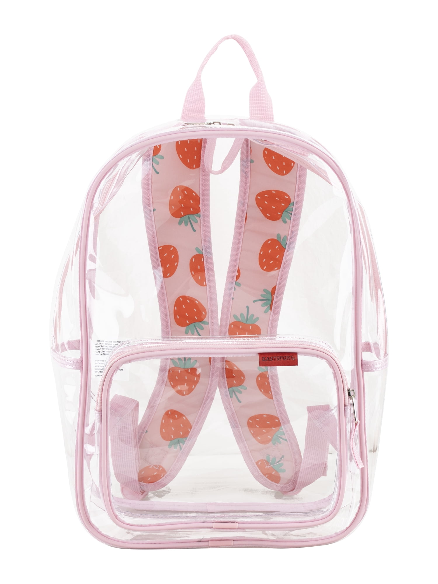 Eastsport Unisex 16" Success Clear Backpack Bundle with Padded Laptop Sleeve, Strawberry Dream