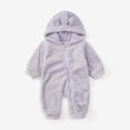 thumbnail image 2 of Otqutp 6M-4 Years Baby Boys Girls Long Sleeve Jumpsuit Romper for Babys Clothes Solid Colours Outfit Fall Winter Warm Clothes(Purple,12-18 Months), 2 of 4