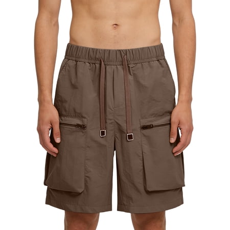 Mens Camouflage Cargo Shorts Elastic Waist Drawstring Short Summer Work Casual Relaxed Fit Fishing Big and Tall Camouflage Cargo Shorts Multi Pockets Twill Quick Dry Golf Shorts Brown M