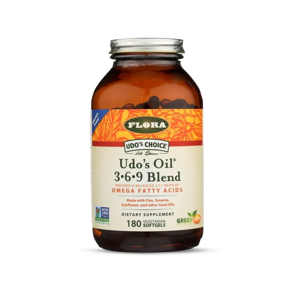 Flora - Udo's Choice, Omega 369 Oil Blend, Vegetarian Capsules, 180 Count