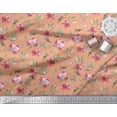 thumbnail image 3 of Soimoi Orange Moss Georgette Fabric Leaves & Peony Floral Print Fabric by the Yard 42 Inch Wide, 3 of 3