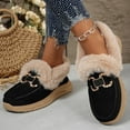 thumbnail image 5 of Black Ladies Thick Sole Winter Boots With Metal Chain Features And Soft Furry Trim For Comfortable Flat Heel Outdoor Wear, 5 of 6