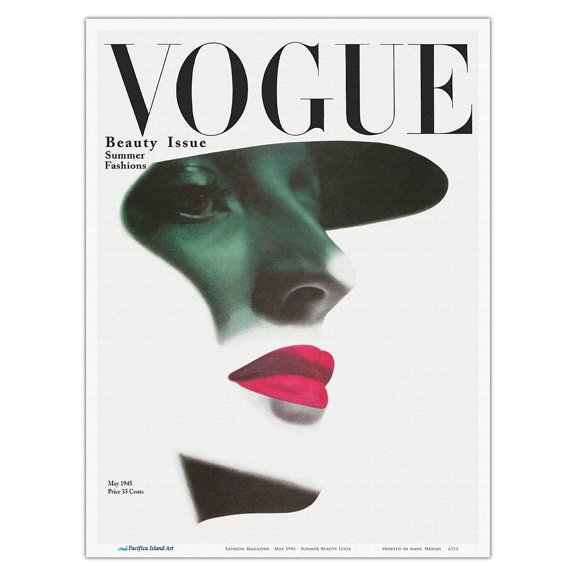 Fashion Magazine - May 1945 - Summer Beauty Issue - Vintage Magazine Cover by Erwin Blumenfeld - Master Art Print (Unframed) 9in x 12in
