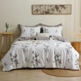 thumbnail image 2 of Wajade Bamboo Leaves Gray 5 Pieces King Size Comforter Set Bed in a Bag Grey Botanical Floral Comforter Lightweight Bedding Set-1 Comforter, 4 Pillow Shams, 2 of 6