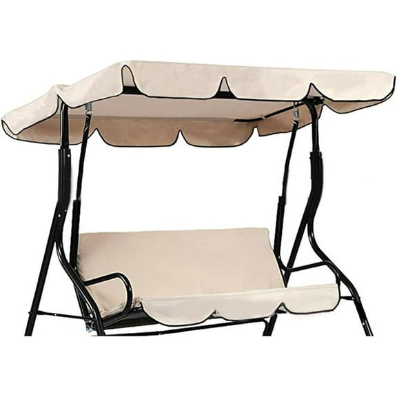 WYJ Outdoor Patio Swing Cushions 3 Seater and Canopy Replacement, Waterproof Swing Replacement Parts for Outdoor Patio Swing Chair or Hanging Glider Porch Bench Furniture Cover(Khaki)-0614