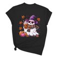 thumbnail image 4 of Busydd Womens Fall Tops Trendy Round Neck Halloween Graphic Tees for Women Comfortable Casual Cotton T Shirts for Women Lightweight Short Sleeve Womens T Shirts 3XL, 4 of 5