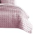 thumbnail image 2 of 3 Piece Queen Size Coverlet Set with Stitched Square Pattern, Pink - Saltoro Sherpi, 2 of 5