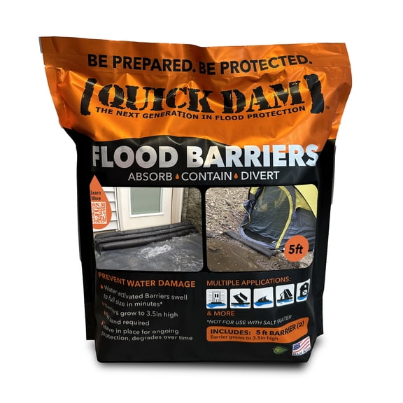 Quick Dam Expanding Flood Barrier, 6 In. X 5 Ft., 2 Per Bag