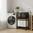 thumbnail image 2 of 2-Tier Freestanding Laundry Hamper Sorter, Laundry Sorter Organizer with Removable Bags, Sorted Dirty Clothes Basket Bin for Bedroom, Bathroom & Dorm, White, 2 of 8