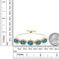 thumbnail image 2 of Gem Stone King 18K Yellow Gold Plated Silver London Blue Topaz Tennis Bracelet for Women (12.30 Cttw, Oval 9X7MM, Gemstone November Birthstone, Fully Adjustable up to 9 inch), 2 of 3