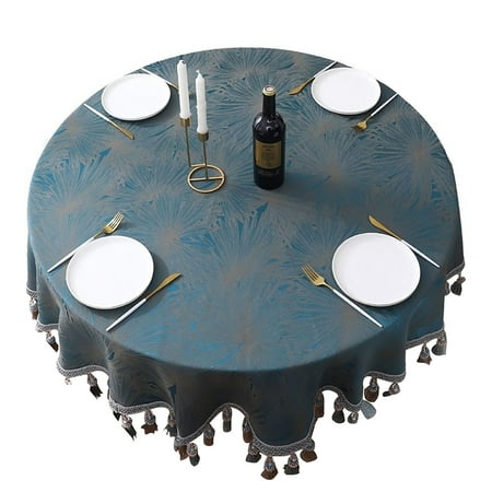 

Round Tablecloth Thicken Chenille Tablecloth With Tassel European Style Luxurious Tablecloth For Dining Room Wedding Ceremony Business-Green-160cm