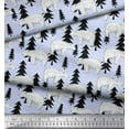 thumbnail image 2 of Soimoi Blue polyester Crepe Fabric Bear Tree Fabric Prints By Yard 52 Inch Wide, 2 of 3