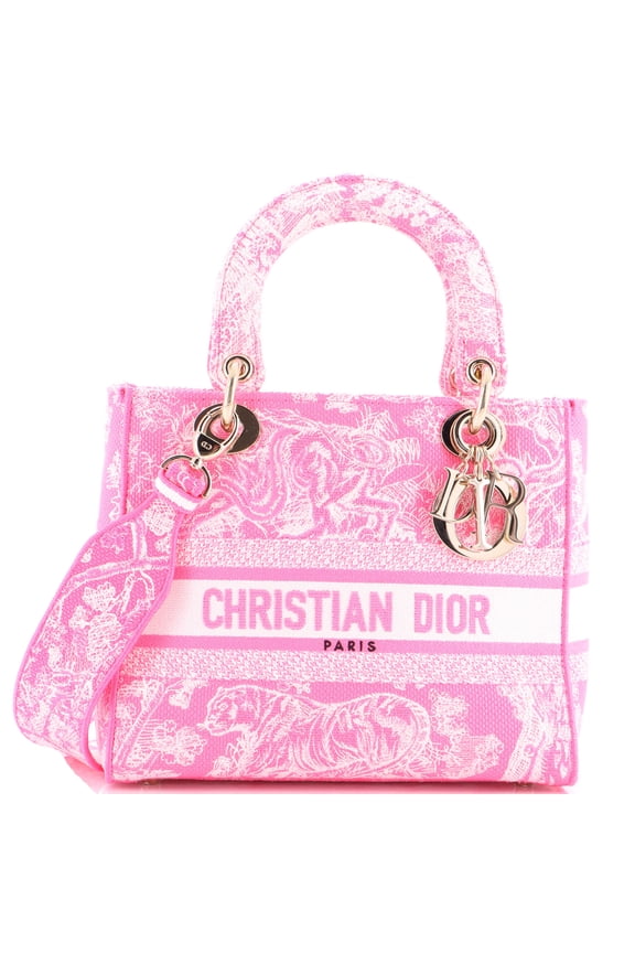 Pre-Owned Toile de Jouy Lady D-Lite Bag Embroidered Canvas By Rebag