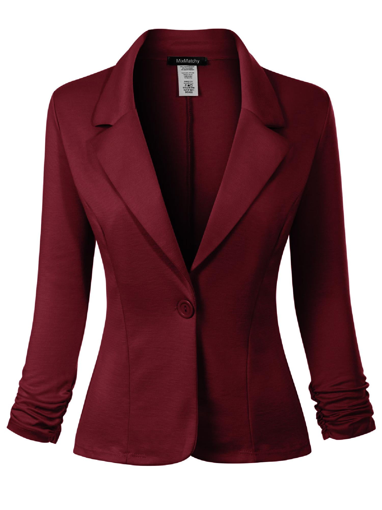 Made by Olivia Women's Classic Casual Work Solid Color Knit Blazer