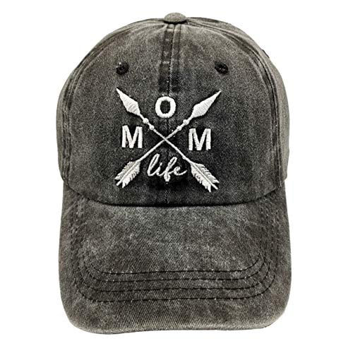 LOKIDVE Dog Mom Hat Embroidered Distressed Cotton Denim Baseball Cap for Women