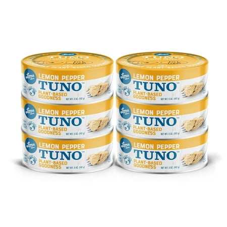 Loma Linda Tuno - Plant-Based - Lemon Pepper (5 oz.) (6-Pack ) - Non-GMO, Ocean Safe, Omega 3, Seafood Alternative