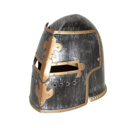 Silver Pewter Knight Roman Armor Crusader Helmet Mask Medieval Adult Costume