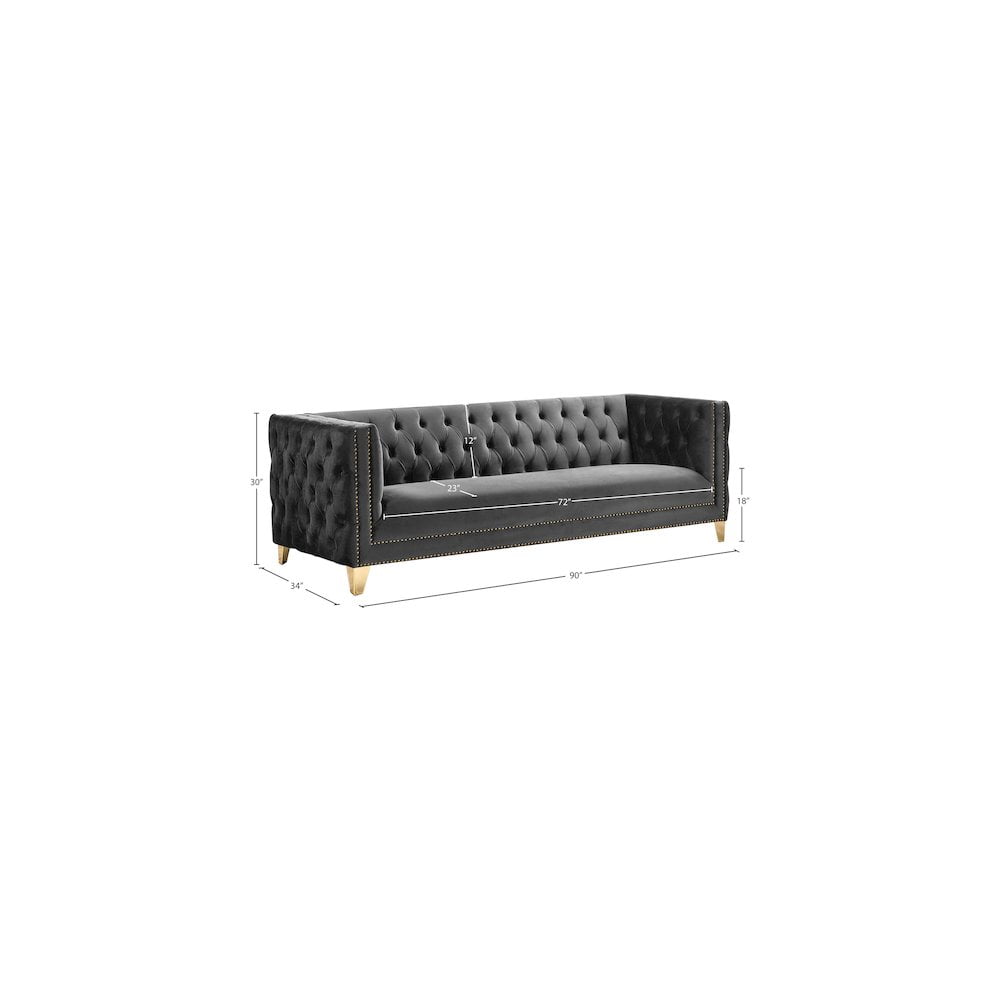 Meridian Furniture Michelle Gray Velvet Sofa