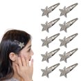 thumbnail image 1 of 10 piezas de accesorios para el cabello para niñas y adultos con clip pequeño y flequillo de estrella plateada, 1 of 6