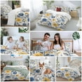 thumbnail image 6 of Yellow Blue Flower Duvet Cover Set California King Size Abstract Floral Art Leaf Vintage Soft Lightweight Comforter Covers 4 Piece Bedding Set with 1 Duvet Cover 1 Bed Sheet & 2 Pillow Shams, 6 of 8