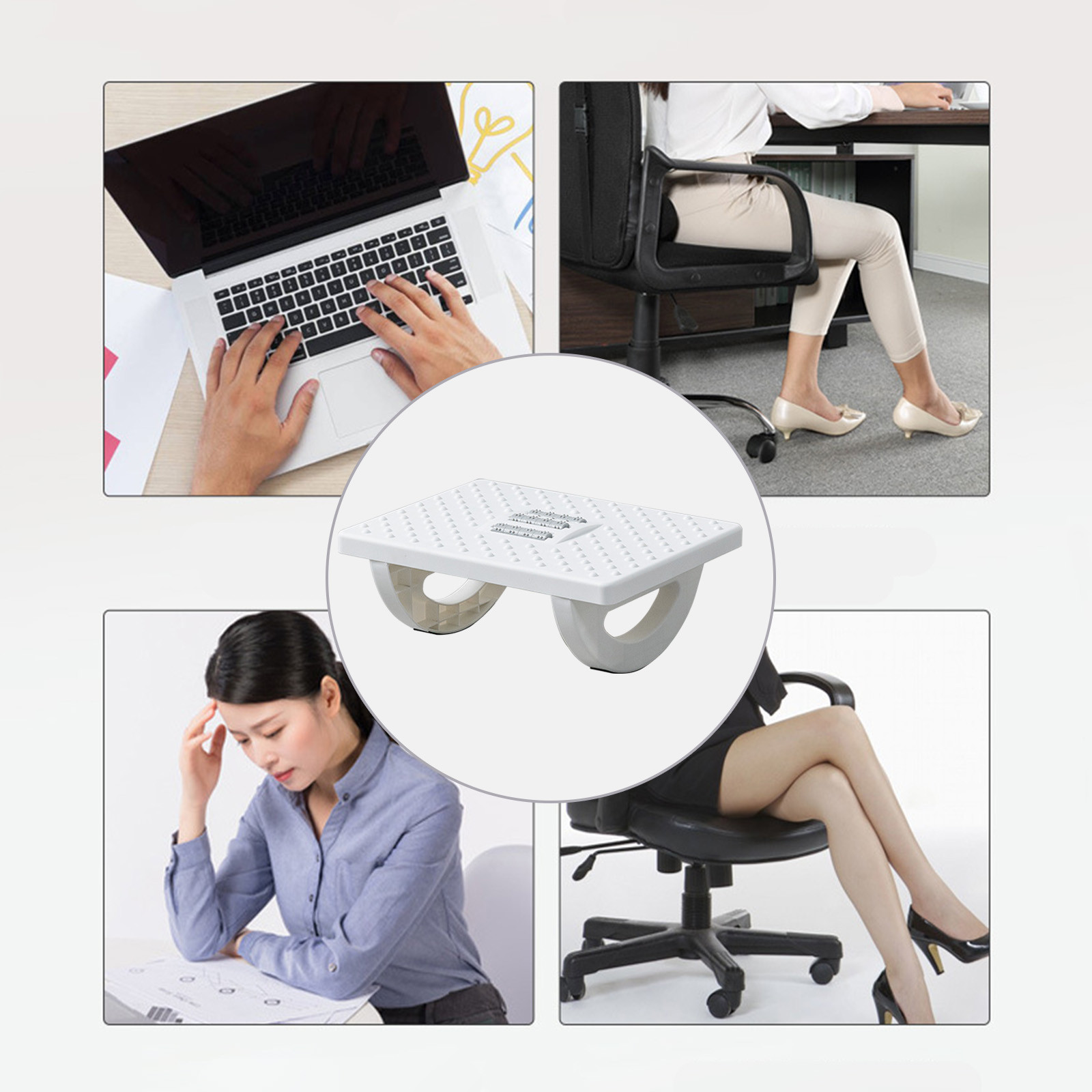 Coussin Repose-pieds Ergonomique Sous Bureau - Mousse Mémoire De Forme, 45x22x12 Cm, Pour Améliorer La Posture Assise - 3