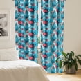 thumbnail image 2 of Ambesonne Tea Party Window Curtains, Crockery Silhouettes, Each 28" W x 95" L, Dark Coral Pale Blue, 2 of 3