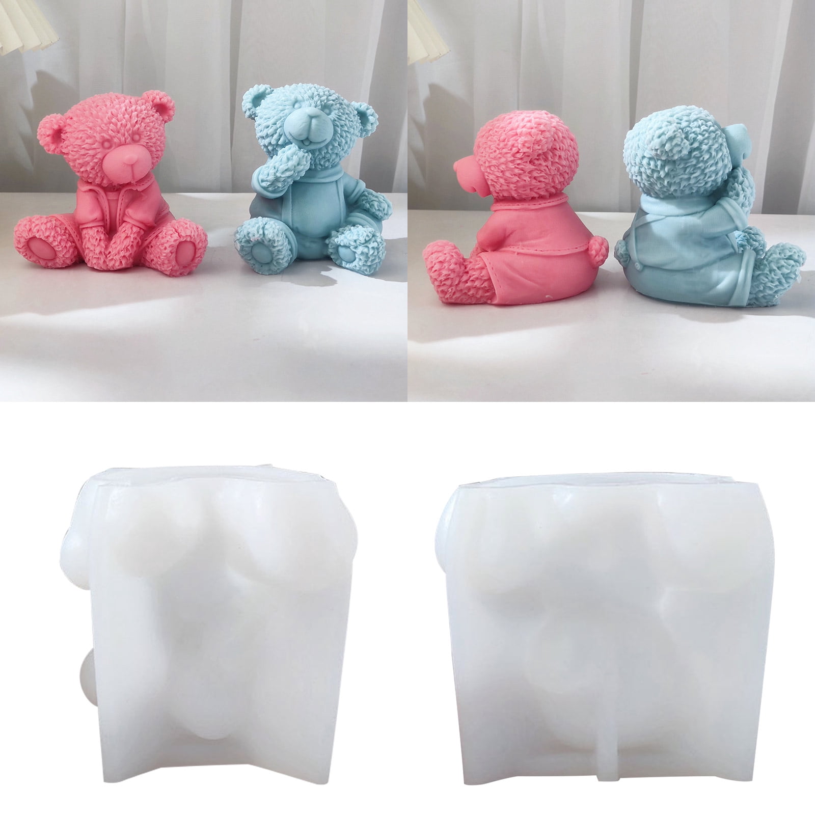 3D Silicone Mold Sitting Bear Candle Mold Reusable Aromatherapy Bear Resin Mold DIY Plaster Colored Gypsum Decoration
