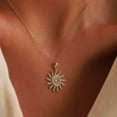 thumbnail image 4 of 14k Gold Sun Pendant Necklace Sunshine Diamond Pendant Small Celestial Necklace Sunburst Charm Necklace for Women Diamond Sun Necklace, 4 of 4